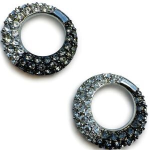 Nolan Miller Vintage Ombré Rhinestone Circle Earrings – Signed Designer Glam